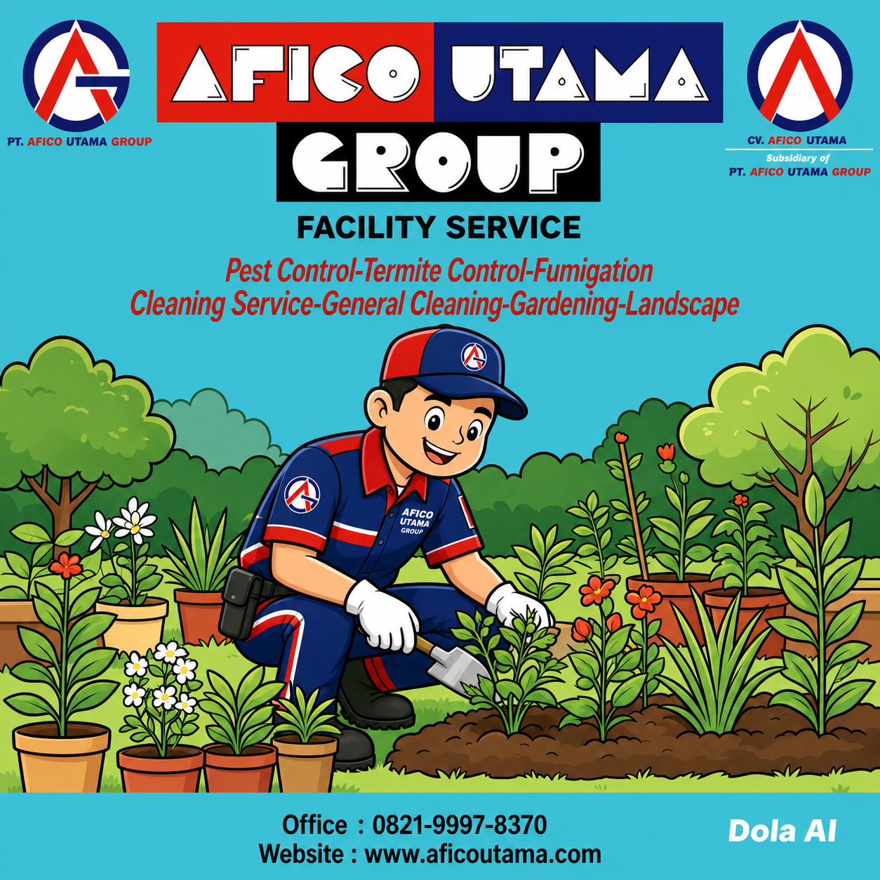 Tim gardener merawat taman